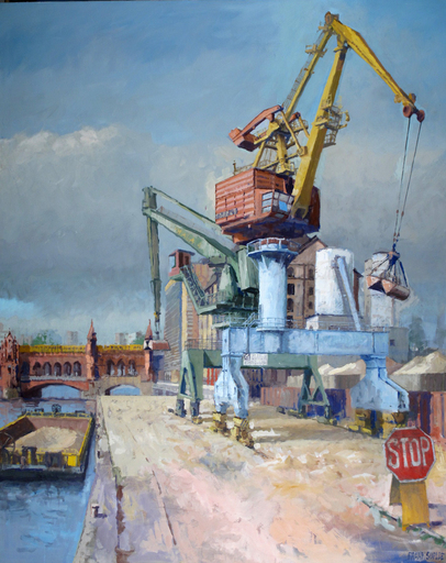 Frank SUPLIE - Painting - Berlin Osthafen, Reigen der Kräne