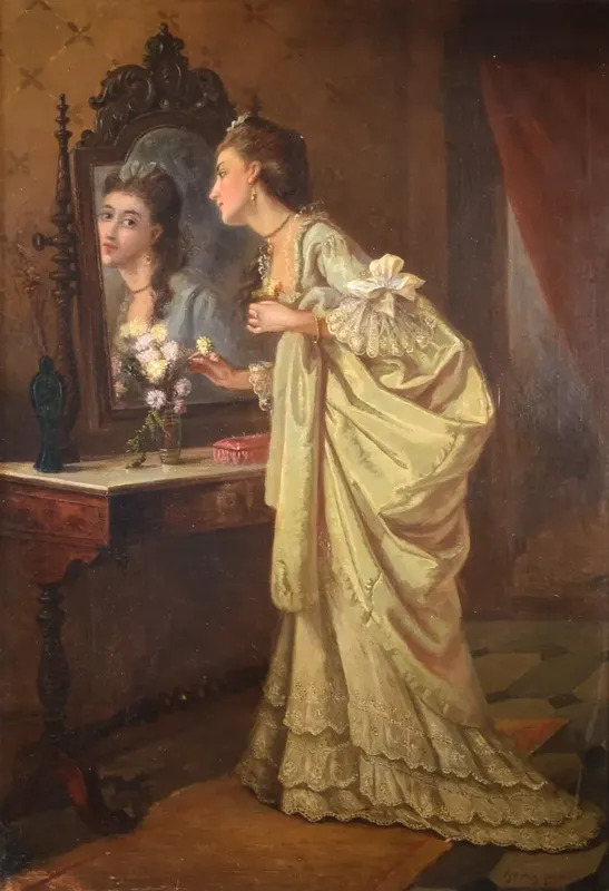 Woman In Front Of The Mirror By Alfred Emile Leopold Stevens
