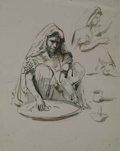 Caspar NEHER - Drawing-Watercolor - "Oriental Woman" by Caspar Neher, ca 1930 
