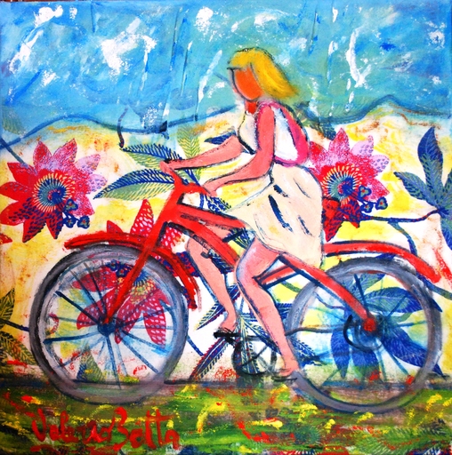 Valerio BETTA - Painting - Modella in bici - In bike model