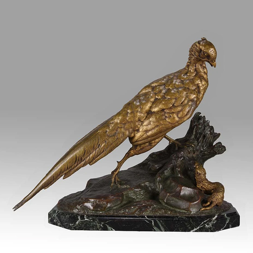 Jules MOIGNIEZ - Escultura - Pheasant & Weasel