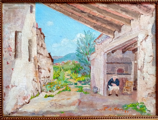 Paul C. HARI - Painting - Vieille femme assise dans sa maison. Costa Rica 