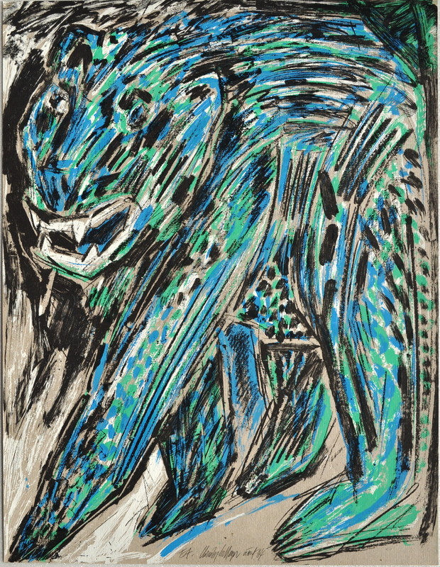 Christophe MEYER - Stampa-Multiplo - ours bleu et vert