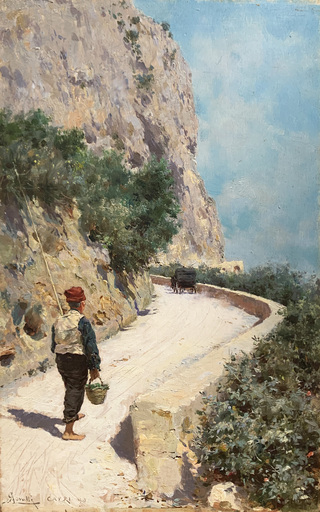 Augusto LOVATTI - Gemälde - Strada per Anacapri