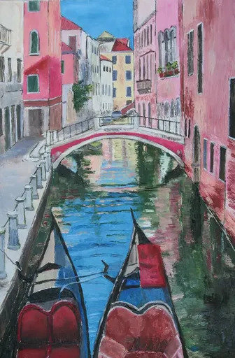 Monique DEVALOIS - Pittura - Venise (Gondoles)