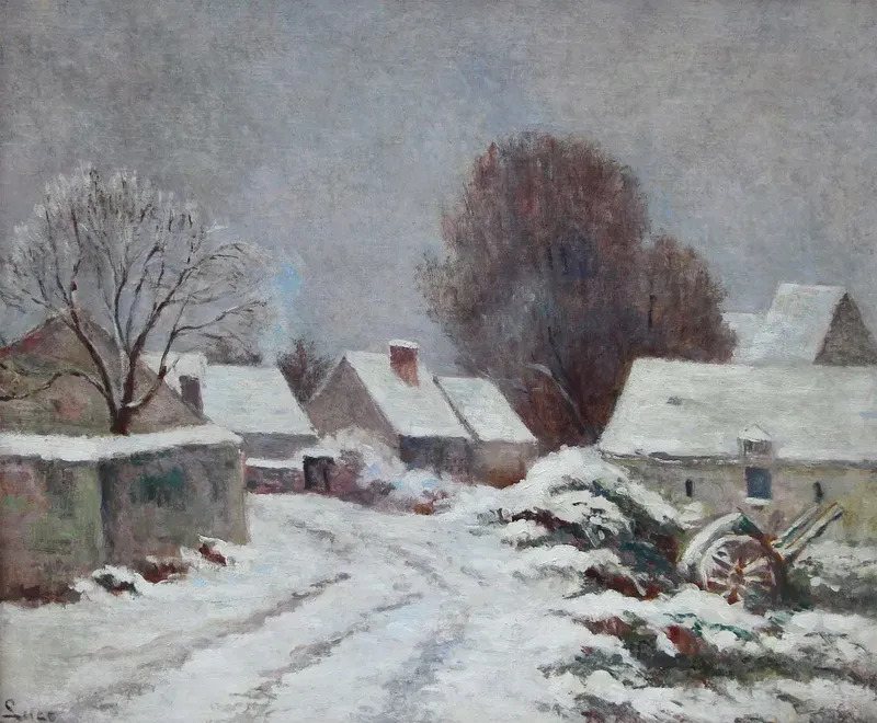 Comment Peindre Des Maisons Dans La Neige Rolleboise Le Village Sous La Neige Maximilien Luce Vente En Ligne Art Artprice