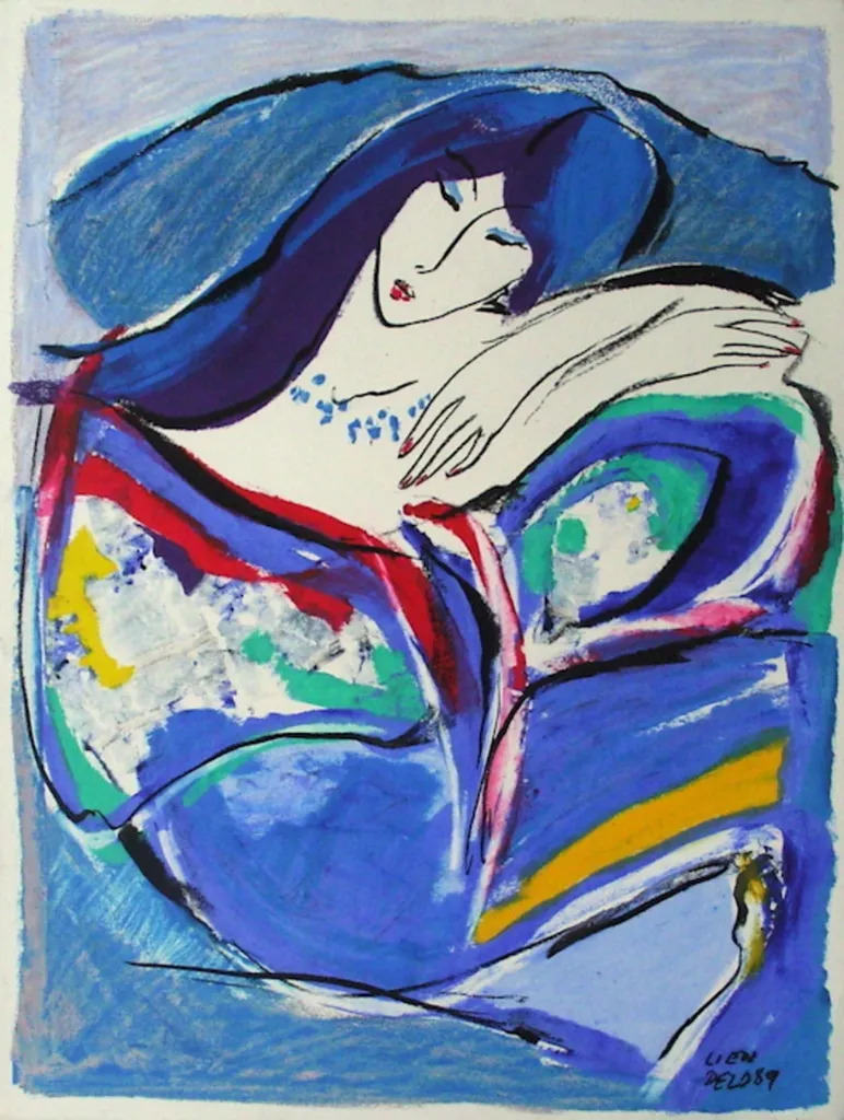 藤田嗣治【JEUNE FILLE A LA ROBE BLEUE】 Amazon.fr - La jeune fille