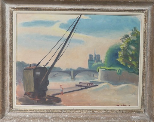 Maurice ASSELIN - Pintura - Paris, Notre-Dame et les quais de Seine