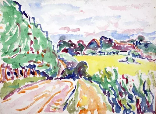 Ernst Ludwig KIRCHNER - Zeichnung Aquarell - Landschaft mit Bäumen (Landscape with Trees) Recto / Wge und