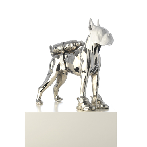 William SWEETLOVE - Skulptur Volumen - Cloned Bulldog with petbottle & shoes (white head)