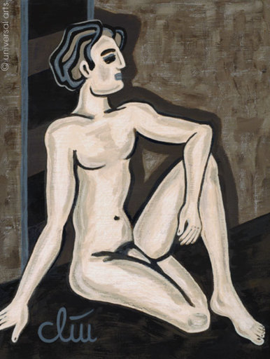 Jacqueline DITT - Peinture - Akt mit Paravent 2 (Nude with Foldingscreen 2) 