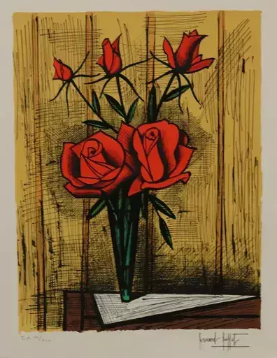 贝纳•毕费 - 版画 - Cinq roses