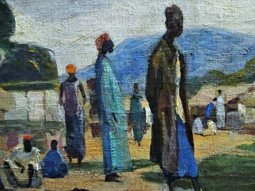 André HERVIAULT - Painting - Village africain, Guinée-Conakry