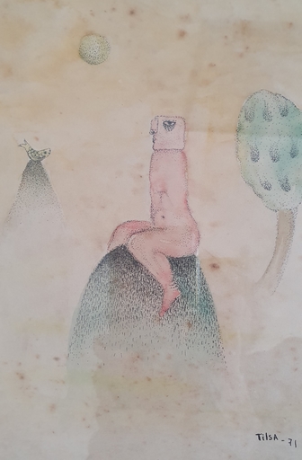 Tilsa TSUCHIYA - Drawing-Watercolor - Conversation with a Fish
