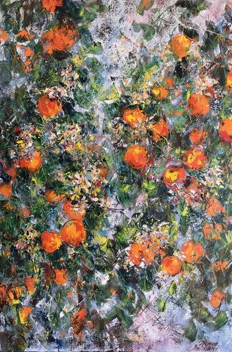 Diana MALIVANI - Painting - Blooming Orange Tree