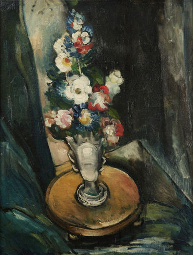Maurice DE VLAMINCK - Pittura - Le Guéridon au vase de fleurs