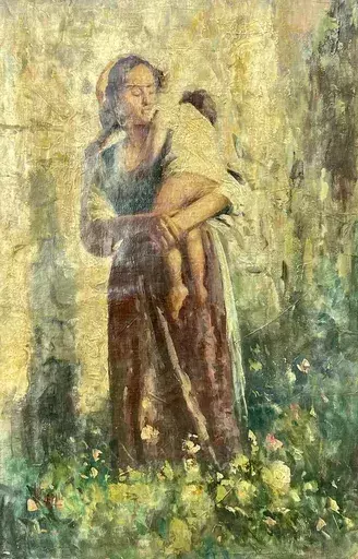 Vincenzo IROLLI - Painting - Mère a l’enfant 
