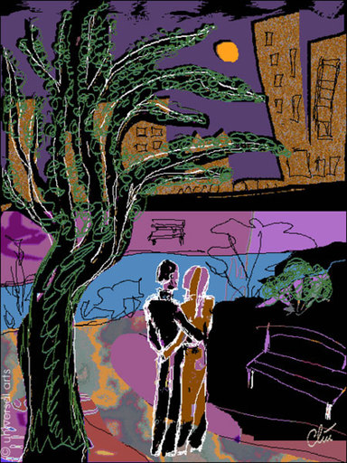 Jacqueline DITT - Print-Multiple - Romanze im Park (Romance i.t.Park) Grafik