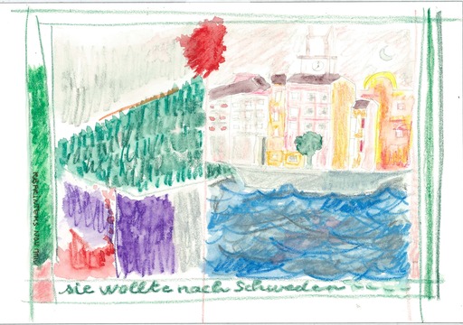 Reine BUD-PRINTEMS - Zeichnung Aquarell - Sie wollte nach Schweden