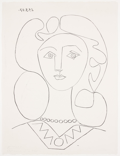 Pablo PICASSO - Stampa-Multiplo - La Femme au Collier, Portrait of Françoise, 1947