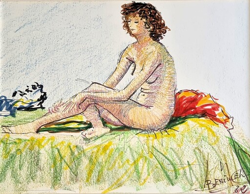 Angeles BENIMELLI - Dibujo Acuarela - Naked woman