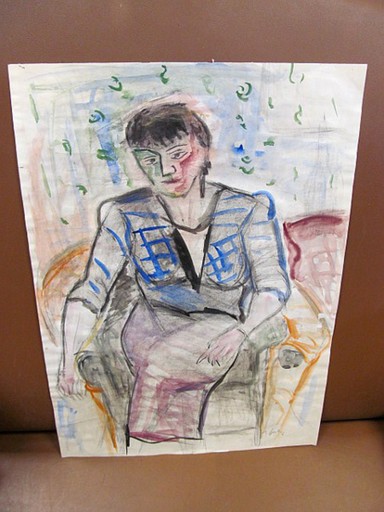 Maria SPERLING - Zeichnung Aquarell - Sitzende Frau