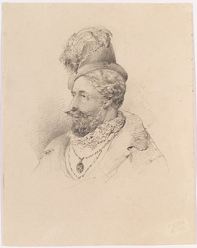 Ludwig CZERNY - Dibujo Acuarela - "Portrait of a Gentleman" , 1842