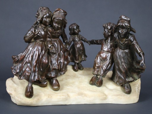 Giuseppe D'ASTE - Escultura - Children playing in the snow