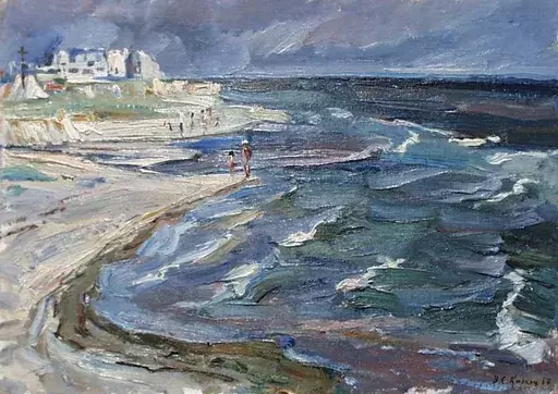 Vassili KARKOTS - 绘画 - "Coastal View", Oil Painting by Vasili Karkots, 1968