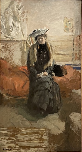 Jean Édouard VUILLARD - Pittura - Femme sur un sofa (L’Attente)