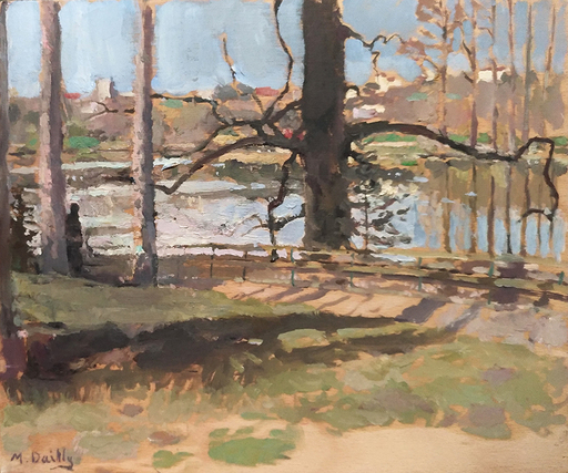Marc DAILLY - Painting - Parc de la tête d'or, l'arbre noueux