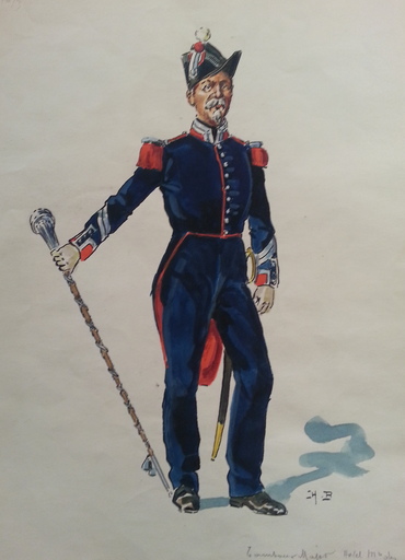 Henri BOISSELIER - Drawing-Watercolor - Tambour Major