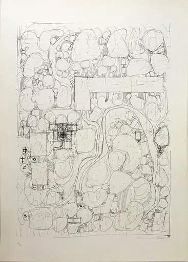 Hermann NITSCH - Druckgrafik-Multiple - Entwurf einer unterirdischen Stadt