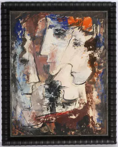 Boris DEUTSCH - Pintura - "Heads", large tempera, 1963