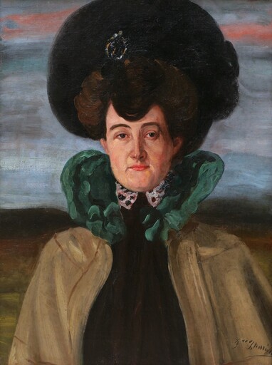 Francisco ITURRINO GONZALEZ - Gemälde - Portrait de Mauricia de Thiers au chapeau