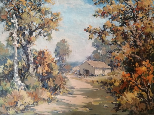 Edmond Amédée MELOT - 绘画 - Chemin en Provence