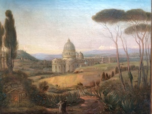 Franz Joh. Heinr. NADORP - Peinture - Blick auf Petersdom von Rom, Roma