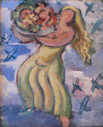 Jean SOUVERBIE - Pintura - Voluptuous Woman Bearing Fruit