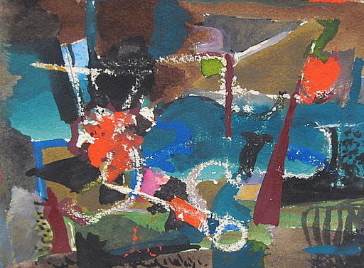 Erich HARTMANN - Drawing-Watercolor - Abstrakte Komposition