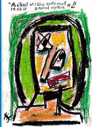 Harry BARTLETT FENNEY - Drawing-Watercolor - portrait of : she wrote about smoked oysters (2021)