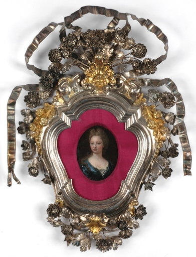 Carlo MARATTI - 绘画 - "Princess Olympia", oil miniature in silver baroque frame