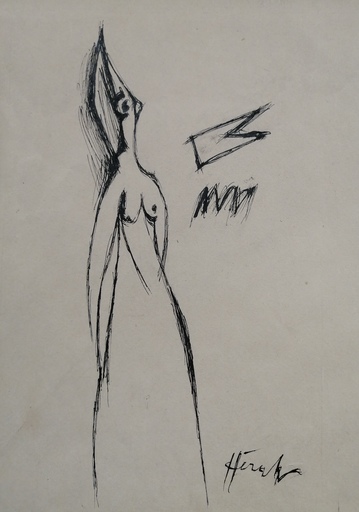 Jacques HÉROLD - Drawing-Watercolor - Femme surréaliste