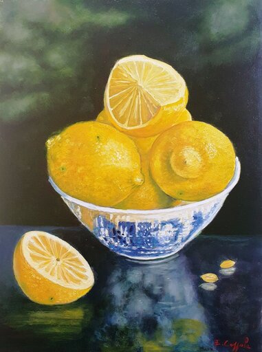 Enzo COPPOLA - Pintura - Vaso con limoni