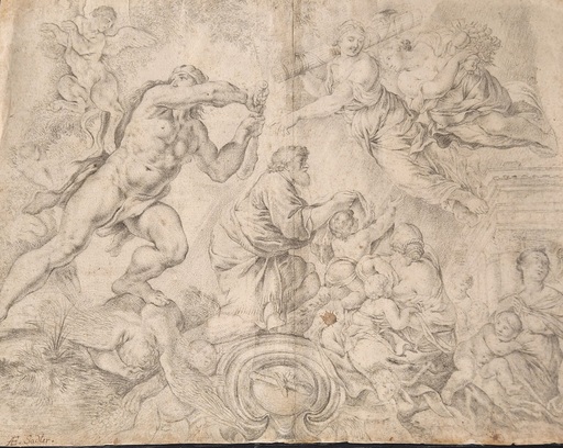 Egidius II SADELER - Drawing-Watercolor - An Allegory of Good and Evil