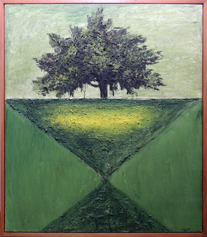 Carlo MATTIOLI - Gemälde - Paesaggio con albero verde 