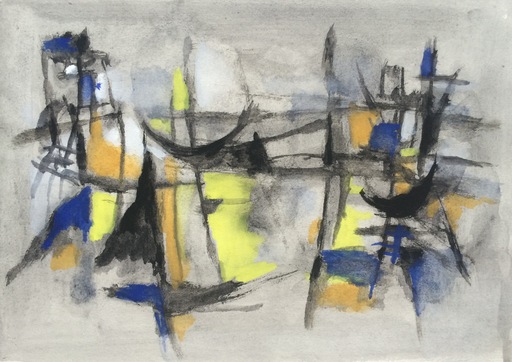 Ezechiel BAROUKH - Drawing-Watercolor - Composition 1956