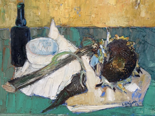 Bernard LORJOU - Painting - Still life with Sunflower