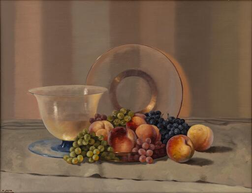 Attilio LASTA - Painting - Frutta e Vetri