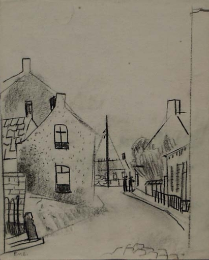 Edith CAMPENDONK-VAN LECKWYCK - Drawing-Watercolor - "Street Scene" , ca 1925