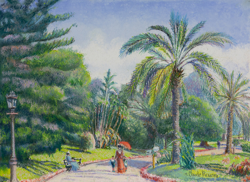 Hugues Claude PISSARRO - Zeichnung Aquarell - Les Jardins de Monte-Carlo